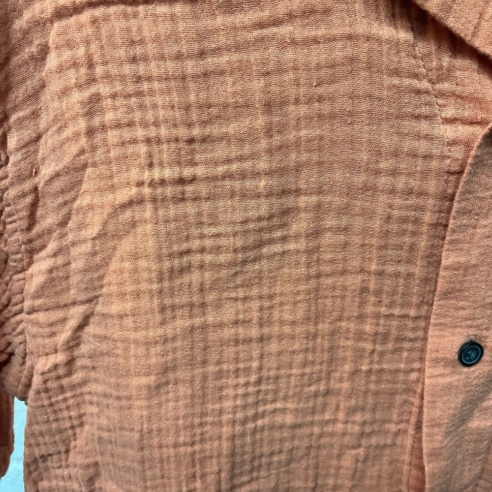 Abercrombie & Fitch Men's Short-Sleeve Gauze Button-Down — Rust - Picture 3 of 5